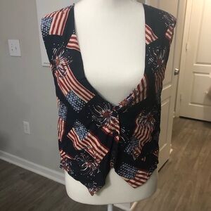 VTG 90’s Patriotic American Flag Print Vest Crop Top JLM Size Large